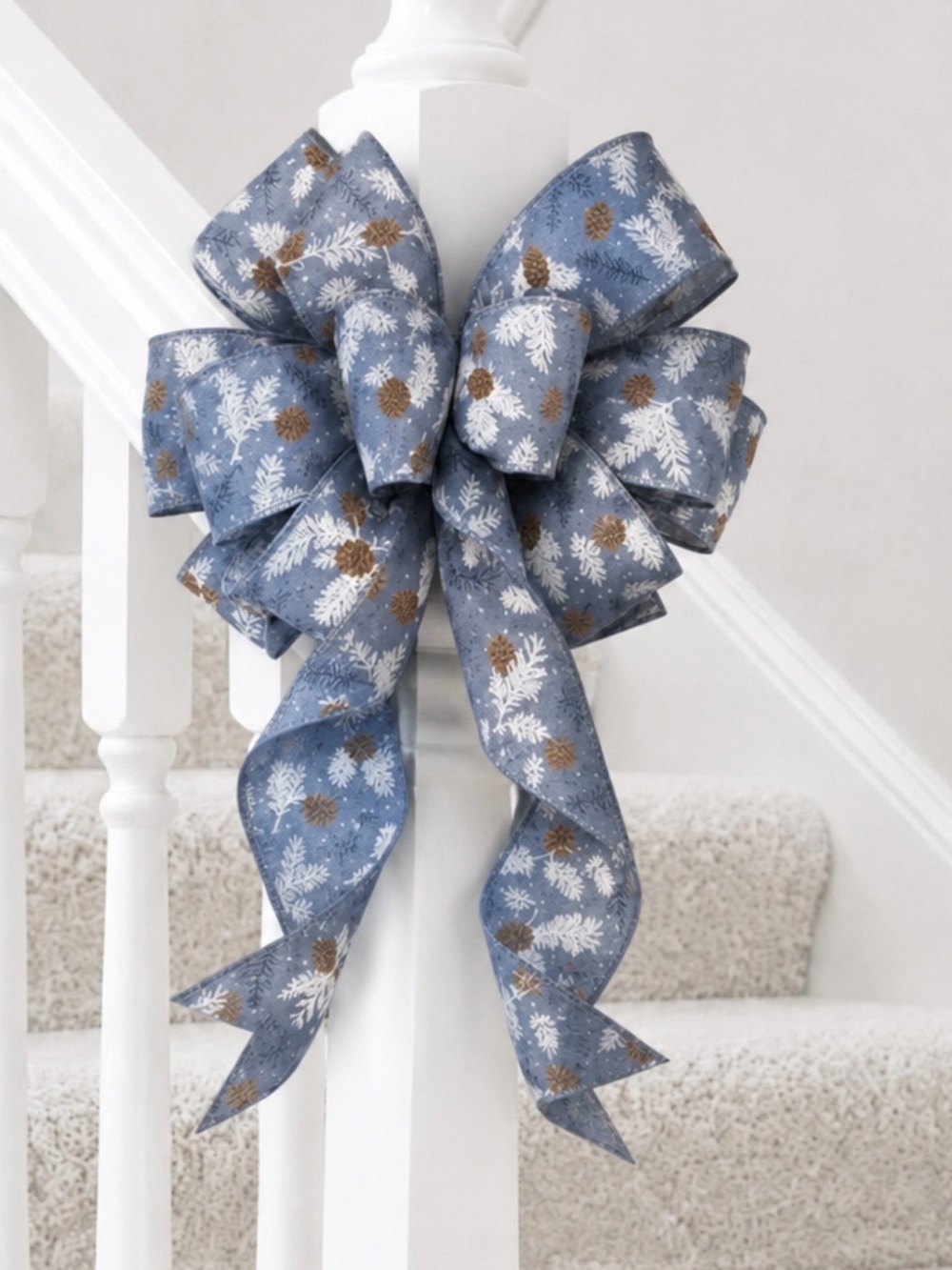 10" Wide Pinecone Winter Bow For Lantern-Wreath-Tree-Door-Gift